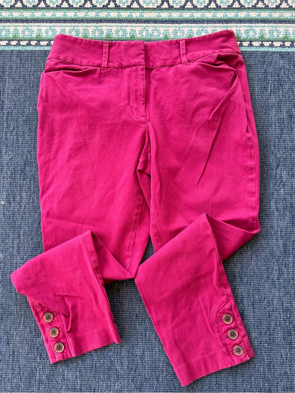 LOFT soft raspberry Slim Ankle Pants with Button Tab Cuffs size 6
